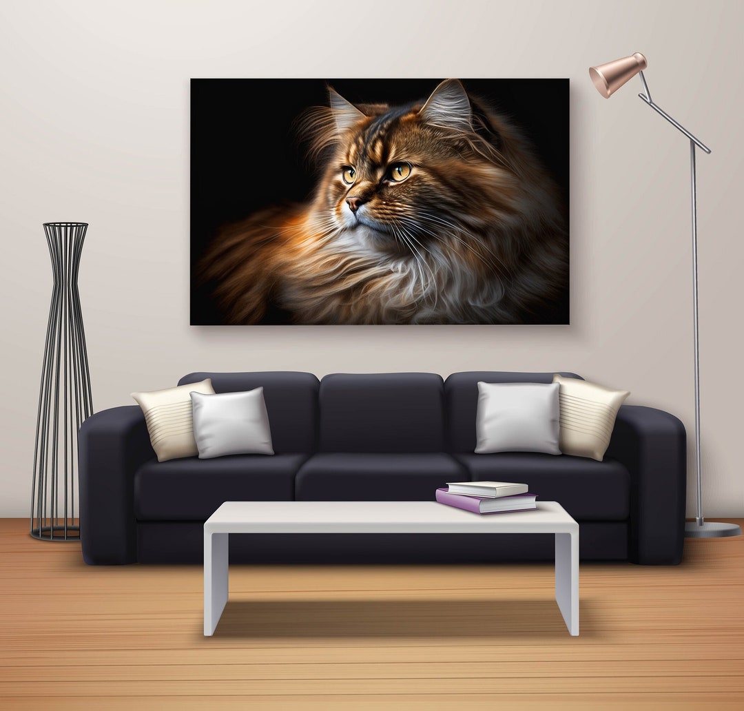 Cat Portrait AI Art Wall Decor Wall Art Digital Painting File - Etsy