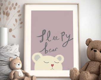 Teddy bear wall art - cute childrens wall print - wall art - Children's prints - Children's wall art - downloadable cute nursery wall art