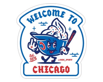 Chicago baseball Soft Serve  Lil' Helmet Boy stickers, baseball merch, Chicago sports fans