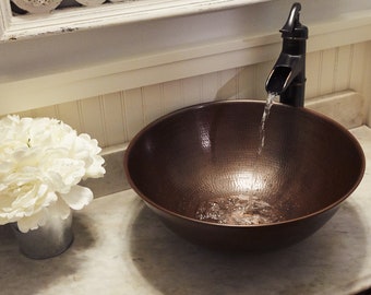 Sinkology Hubble 14" Vessel Bathroom Solid Copper Sink in Aged Copper