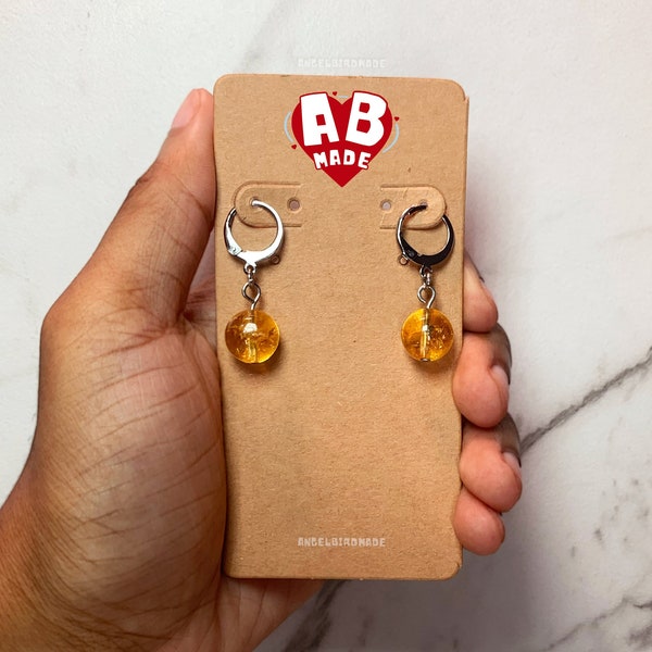 Yellow Citrine (Dyed) Drop Earrings | Surgical Stainless Steel Leverback Earrings | "Amber Sun"