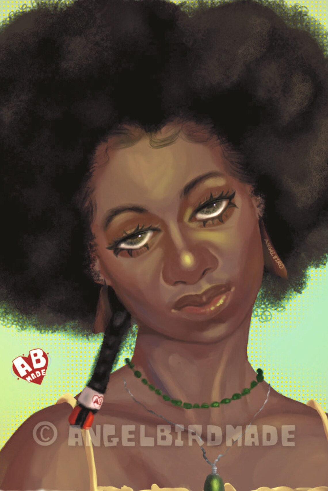 Earth Girl 4x6 Mini Print Afro Loc Black Girl Portrait Signed Giclée