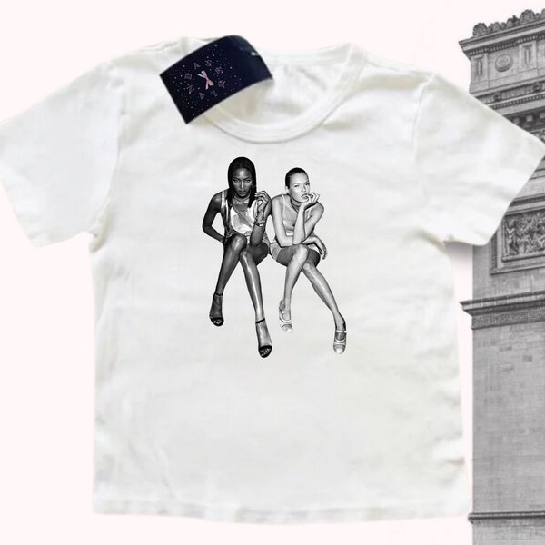 Camiseta para bebés, Coqueta Naomi Campbell Kate Moss Y2K Camiseta para bebés Inspirada en celebridades Pinterest Ropa de coqueta estética Camiseta para bebés para mujeres