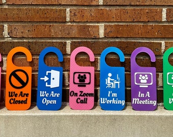 Door Hanger Signs - All Varieties 3D(Raised Lettering), Do Not Disturb, Work From Home, Hybrid Office, Birthday Presents, Home Office, Boss