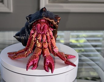 Posable Hermit Crab Action Figure: 3D Printed Home Decor Fidget Toy