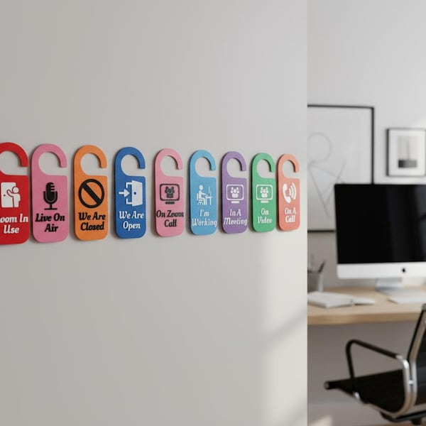 3D Door Hanger Signs - Tons of Options - For Work and Home Offices