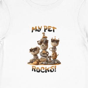 My Pet Rocks (Design #2) Toddler Short Sleeve Tee Cartoon Funny Pets Dogs Cats Rock Silly Cute Adorable for Kids
