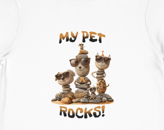 My Pet Rocks (Design #2) Toddler Short Sleeve Tee Cartoon Funny Pets Dogs Cats Rock Silly Cute Adorable for Kids