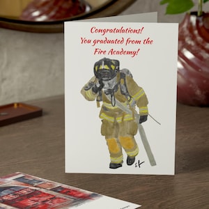 Personalized Fire Academy Graduation (New Journey) Greeting Cards Firefighter Fire Department Dept Fireman Firewoman Hose