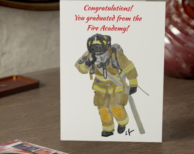 Personalized Fire Academy Graduation (New Journey) Greeting Cards Firefighter Fire Department Dept Fireman Firewoman Hose