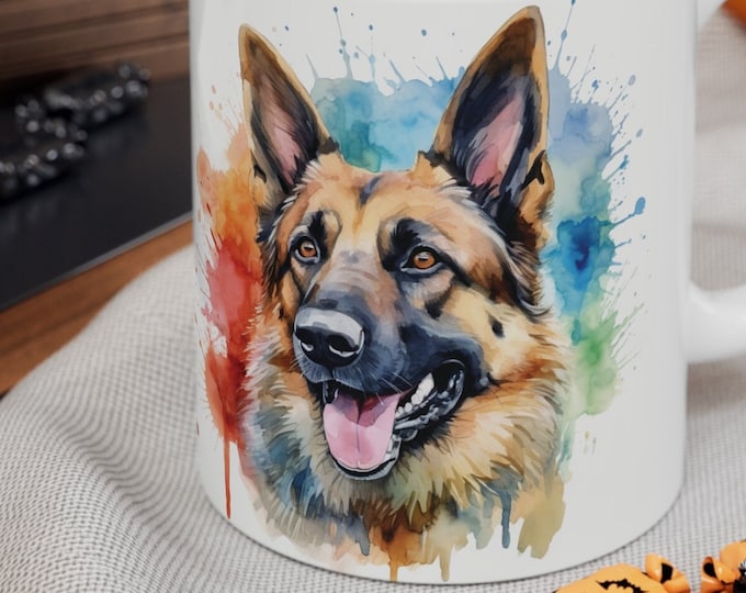 German Shepherd Ceramic Mug 11oz Family Pet Police Guard Dog Security Coffee Cup Canine K9 Animal Lover Collector Fur Baby Puppy Puppies