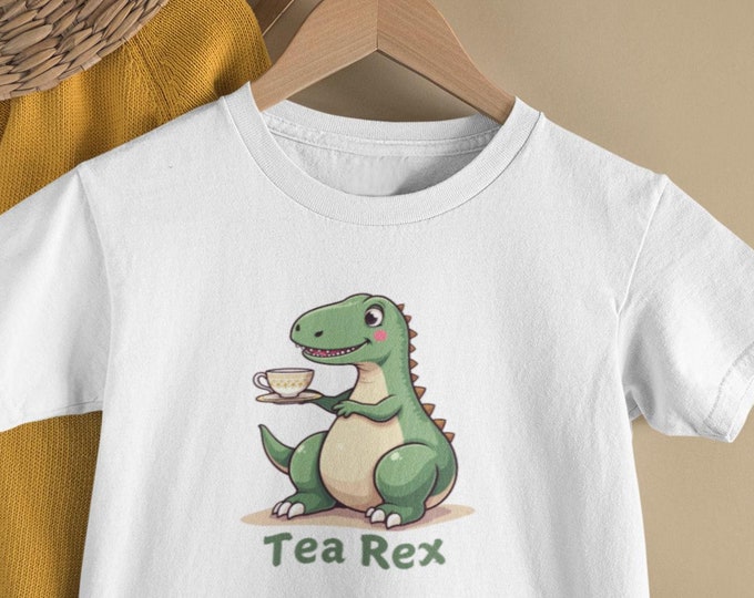 Tea Rex Toddler T-Shirt, Cute Dinosaur Design, Short Sleeve, T-Rex, Kids Graphic Tee, Jurassic Park Shirt, Children's Clothing, Dino Lover