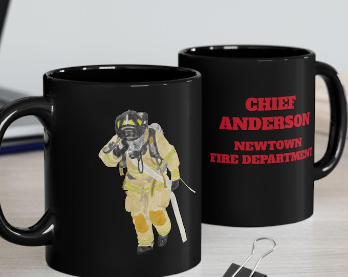 Firefighter Mug, Fire Hose Design Personalized Coffee Cup, Fireman Gift, First Responder Mug, Customizable Fire fighter Drinkware