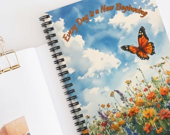 Spiral Notebook - Inspirational Quotes, Watercolor Bluebird, Monarch Butterfly, Fall Trees, Ruled Line Journal, Writers Gift