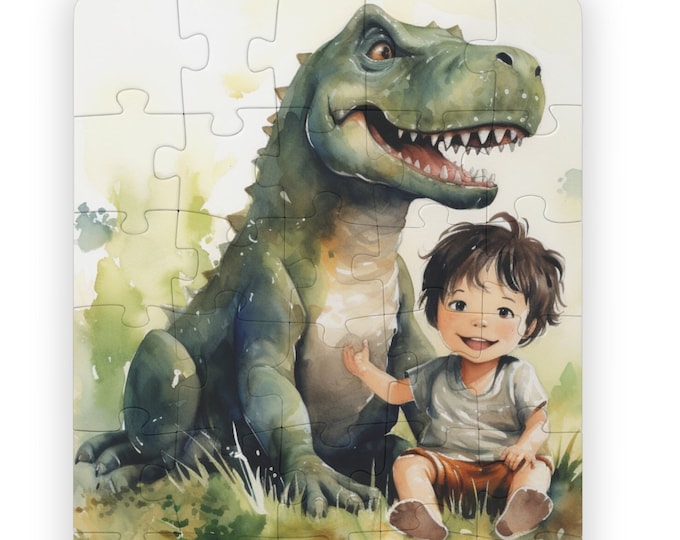 Dinosaurs and Kids' Puzzle, 30-Piece | T-Rex Triceratops Dino Jigsaw Games develop motor skills Challenge for children Family fun