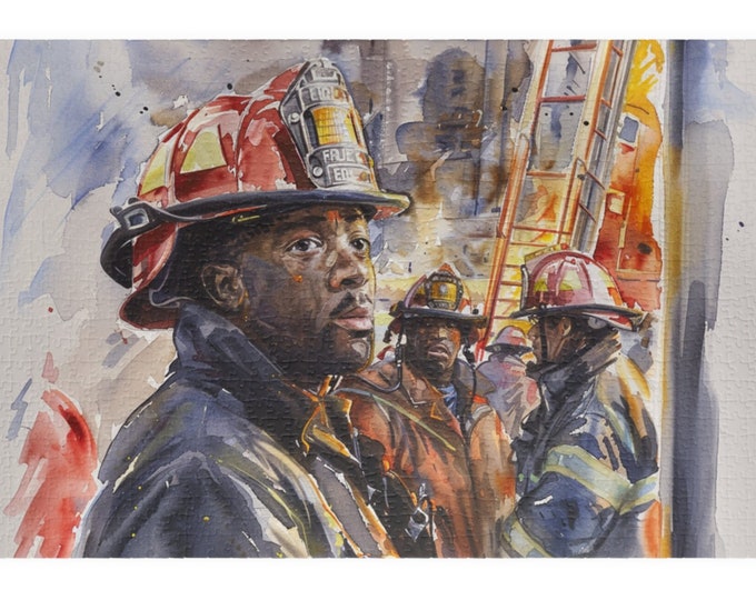 America's Bravest Puzzle - African American Firefighter Graduation Gift Choose Your Piece Count 110, 252, 520, 1014