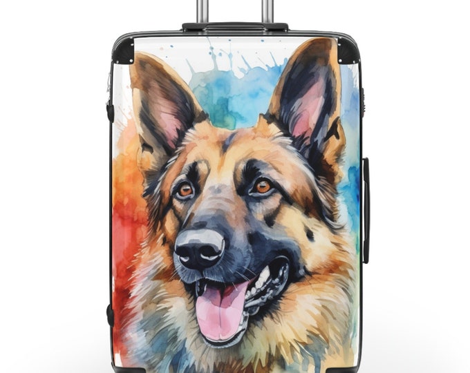 German Shepherd Suitcase by Firechick Designs | Mastiff Police Guard Security Dog Family Pet K9 Canine Man's Best Friend Puppy Dogs Bag