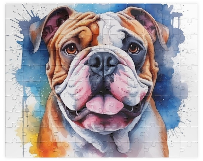 Bulldog Puzzle (110, 252, 520, 1014-piece)English British Dog Family Pet K9 Canine Mastiff Puppy Puppies Tabletop Games Jig Saw
