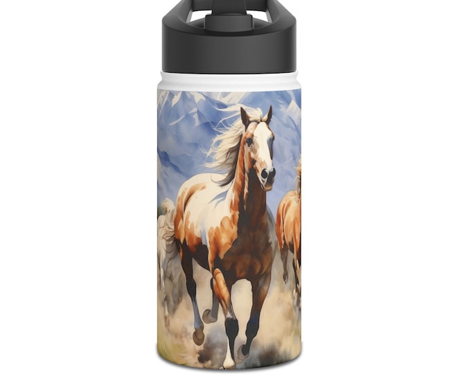 Wild Horses Watercolor Stainless Steel Water Bottle