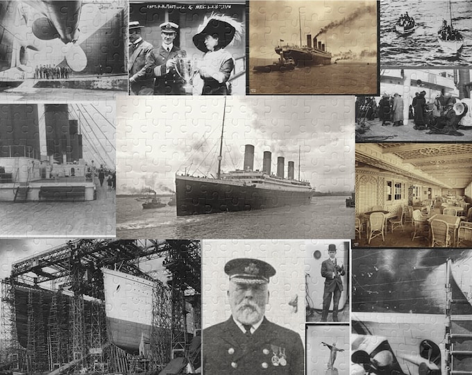 Titanic Historical Photo Puzzle, 120-500 Pieces, Gift Box, Ages 9 and Up Molly Brown Captain Smith Survivors White Star Line RMS Unsinkable