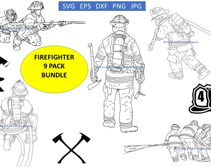 Firefighter SVG files T-shirts Mugs Stickers fire dept svg, firefighter svg, Sillhouette, cricut, clipart dxf png eps