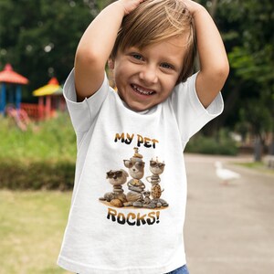 My Pet Rocks Kids (Design #2) Heavy Cotton™ Tee Cartoon Funny Pets Dogs Cats Rock Silly Cute Adorable for Kid Boys Girls Animals Fun Comical