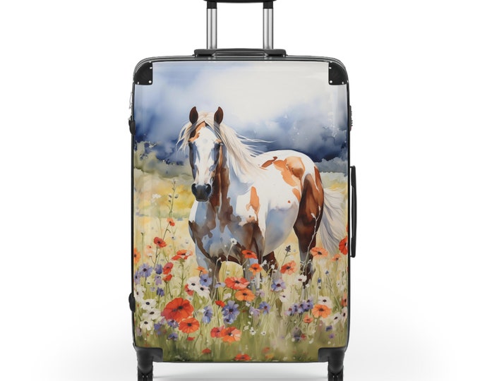 Suitcase, Paint Horse Watercolor Design, Luggage, Travel Bag, Horses Lover, Equestrian Gift, Horseback Riding, Western Decor, Horse Art