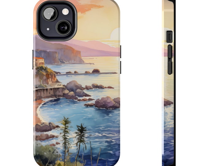 iPhone Tough Phone Cases 13 12 11 x xr xs xe se 7 8 Pro Plus Max Beautiful Unique Different Italian Coastline Landscape Protective Glossy