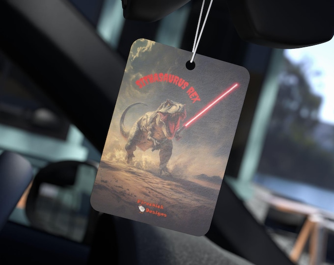 Dinosaur Jedi Car Air Freshener - Unique Gift for Star Wars Fans, Car Accessories, Cute Dino Air Freshener, Car Decoration, Car Scent