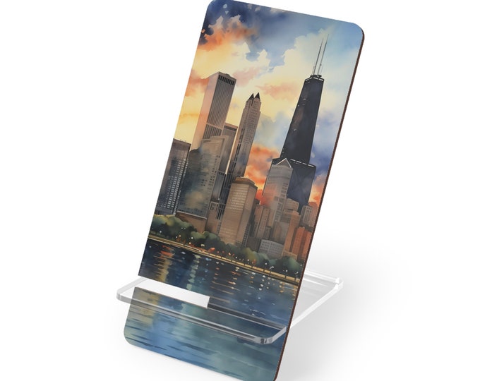 Skyline Mobile Display Stand for Smartphones Chicago Los Angeles New York City Cell Phone Holder Windy City Big Apple City of Angels