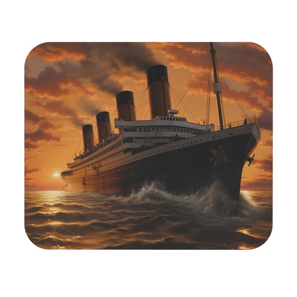 Titanic Mouse Pad (Rectangle) Ocean Liner Queen Mary Ship Boat Computer Accessory Sunset Atlantic Unsinkable Wonder Ship Iceberg Captain