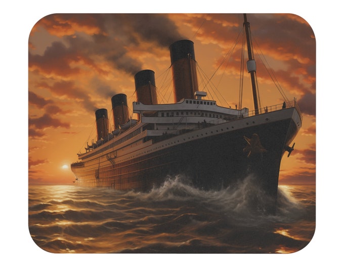 Titanic Mouse Pad (Rectangle) Ocean Liner Queen Mary Ship Boat Computer Accessory Sunset Atlantic Unsinkable Wonder Ship Iceberg Captain