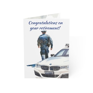 Biglietto di auguri per il pensionamento degli agenti di polizia (1 pezzo o confezione da 10), carta da 270 g/m², 5x7 pollici, messaggi di congratulazioni, busta