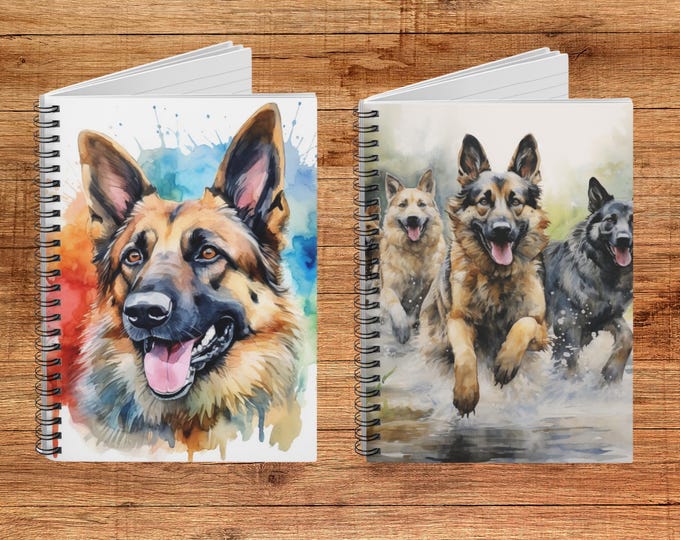 German Shepherd Spiral Notebook - Ruled Line Dogs Family Pet Canine K9 Police Guard Dog Veterinarian Vet Tech Kennel Animal Care