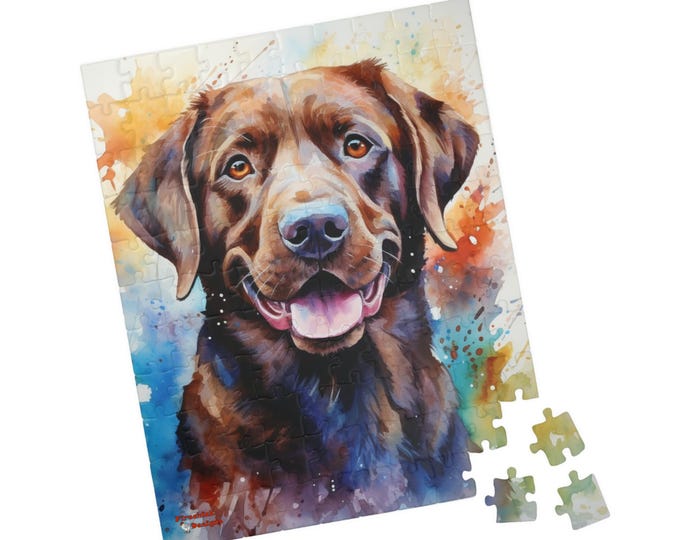 Puzzle Watercolor Labrador Retriever, Jigsaw Game for Dog Lovers, Family Activity Gift, Home Entertainment, Mindful Relaxation, Stress
