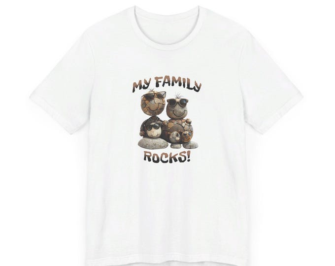 My Family Rocks (5 rocks) Unisex Jersey Short Sleeve Tee Mom Dad kids Fun Families Shirt Top Silly Creative Cute Rocking It Cool