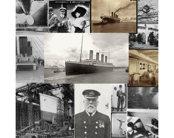 Titanic Posters, Matte Horizontal , Historical Photos, 11x9, 13x10, and 10x10 inches available, Giclée Print, Archival paper Unsinkable Ship