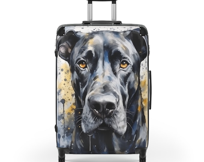 Suitcase Watercolor Great Dane Travel Luggage, Dog Lover Gift, Pet Owner, Gift for Traveler, Animal Art Suitcase, Vacation Bag