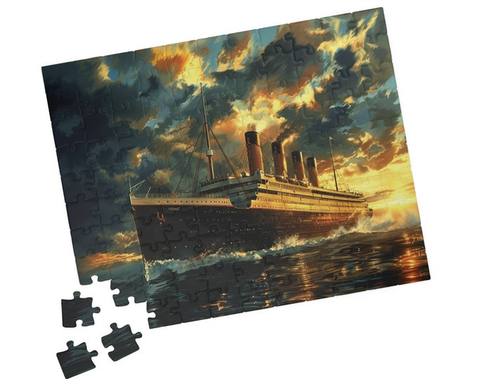 RMS Titanic at Sunset Puzzle (110, 252, 520, 1014-piece) Large Ship Beautiful Scenery Ocean Sea Cruise Maiden Voyage 1000 500 Jig Saw