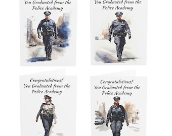Afstudeerkaart aquarel politieacademie, gefeliciteerd agent