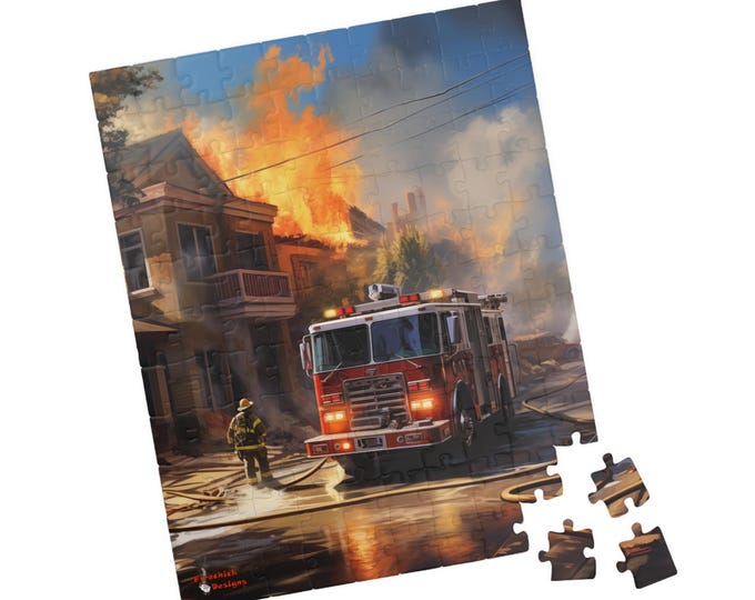 House Fire Fight Puzzle (110, 252, 500, 1014-piece) Firefighters Fireman Firemen Fighter America's Bravest First Responder Hero Heros