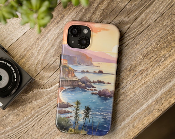 iPhone Tough Phone Cases 15 14 Pro Plus Max Beautiful Unique Different Scenery Italian Coastline Landscape Protective Cover Glossy Matte