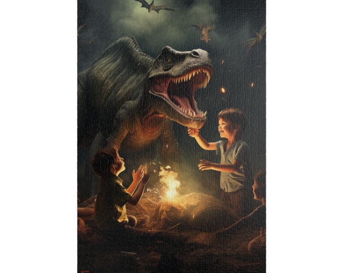Puzzle - Boys Campfire T-Rex Dinosaur Scene, 110 to 1014-Piece Jigsaw for Kids, Fun Dino Night Sky Activity, Educational Toy, Birthday Gift
