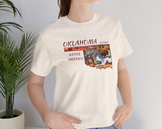Oklahoma Unisex Jersey T-Shirt, Short Sleeve, Crew Neck, Native America Design
