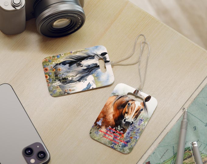 Personalized Horses Luggage Tags Quarter Paint Horse Equestrienne Equine Stallion Steed Pony Identify Spot Find Your Suitcase Bag Duffle