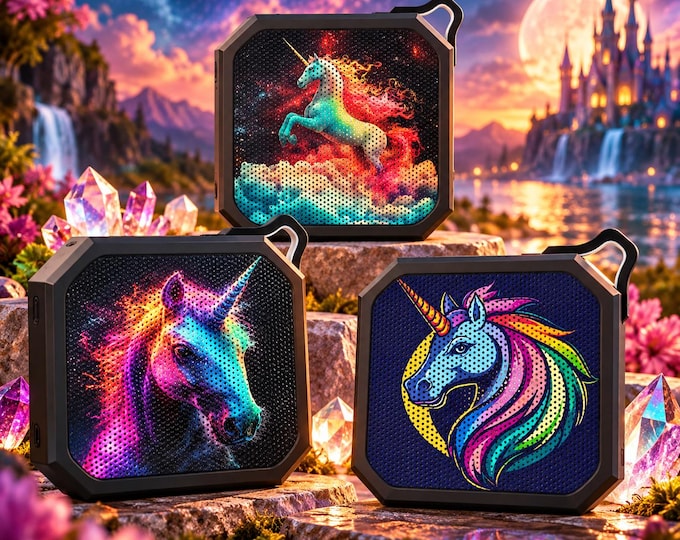 Bluetooth Speaker, Colorful Unicorn Design, Outdoor Speaker for Music Lovers, Unicorn Enthusiasts, Tech Geeks, Gift for Holidays, Music