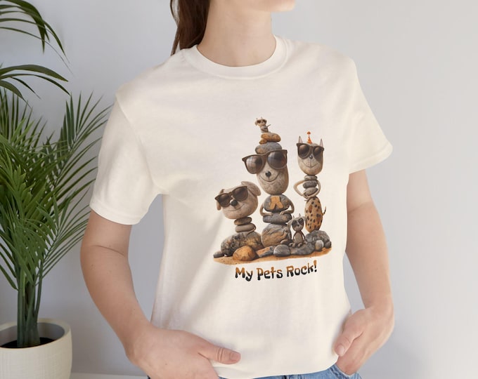 My Pets Rock Unisex Tee Shirt, Rock Characters With Sunglasses, Fun Pet Lover's Shirt, Funny Animal Tee, Rock Pets T-Shirt