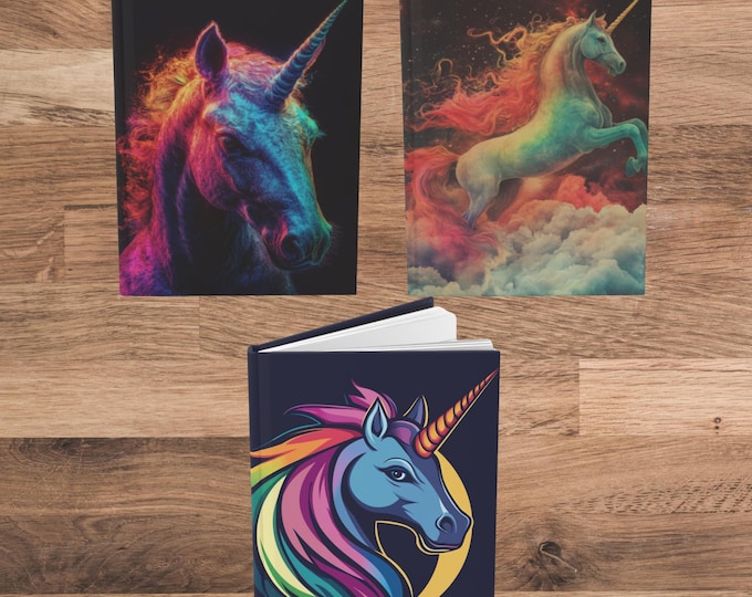 Hardcover Journal, Personalized Unicorn Cover, Matte Finish, Custom Name and Address, Gift for Writers, Stationery Set,