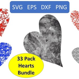 Hearts 30 Pack Bundle svg png dxf eps archivos digitales, ideal para camisetas, tarjetas, tazas, artesanías de madera