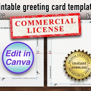 Commercial license Printable greeting card templates 5x7 4x6 / Worldwide, unlimited / 5x7” 4x6” downloadable DIY post cards / Print at home